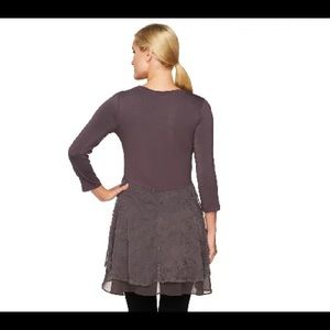 LOGO by Lori Goldstein “As Is” Black Lace Detail Top Plus 2X